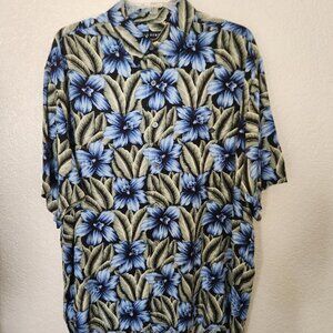 John Henry Viva Tropical Hawaiian Button Down Shirt Men's Size Large